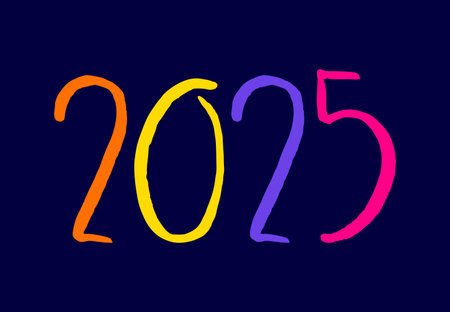 Happy New Year 2025 Multicolor Design Abstract Logo Symbol Vector Illustration