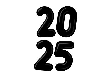 Happy New Year 2025 Abstract Black Realistic Elegant Design  Symbol Vector Illustrationのイラスト素材
