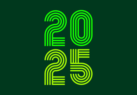 Happy New Year 2025 Abstract Green Drawing Design   Symbol Vector Illustration