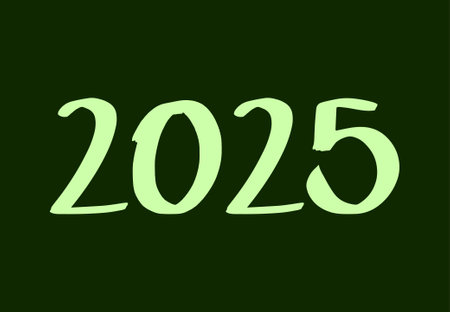 Happy New Year 2025 Scribble Design Green Abstract Illustration Vectorのイラスト素材