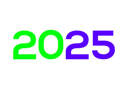 Happy New Year 2025 Typography Green And Purple Design Abstract Illustration Vectorのイラスト素材