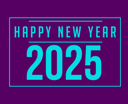 Happy New Year 2025 Design Elegant Purple And Cyan Abstract Illustration Vector
