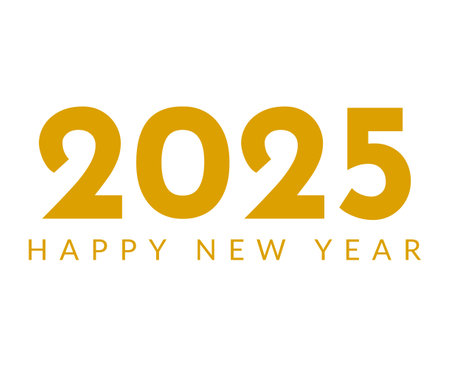 Happy New Year 2025 Yellow Abstract Festive Elegant Design Vector Illustrationのイラスト素材