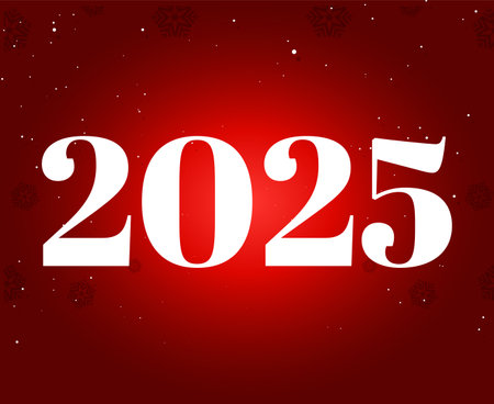 2025 Happy New Year Design Red And White Festive Abstract  Symbol Vector Illustrationのイラスト素材