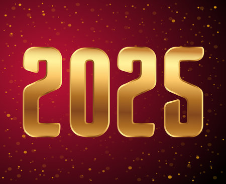 2025 Happy New Year Design Gold And Red Festive Abstract  Symbol Vector Illustrationのイラスト素材