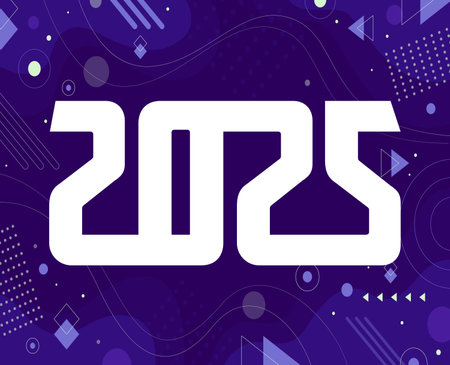 Happy New Year 2025 Purple And White Design Festive Abstract   Symbol Vector Illustration