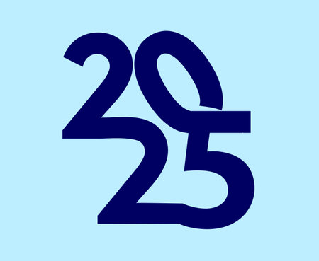 2025 Happy New Year Abstract Blue And Cyan Design   Symbol Vector Illustrationのイラスト素材