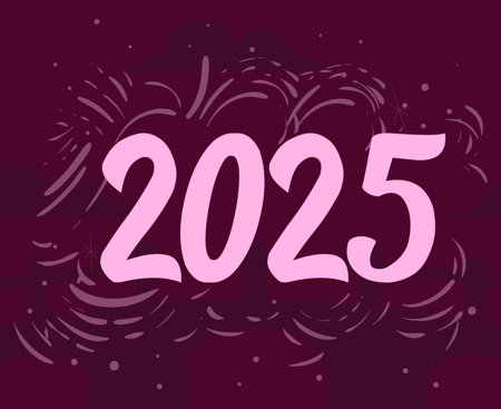 Happy New Year 2025 Abstract Festive Purple Designのイラスト素材