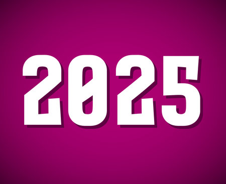 2025 Happy New Year Holiday Design Purple And White Elegant Isolated Abstract Vector Illustration