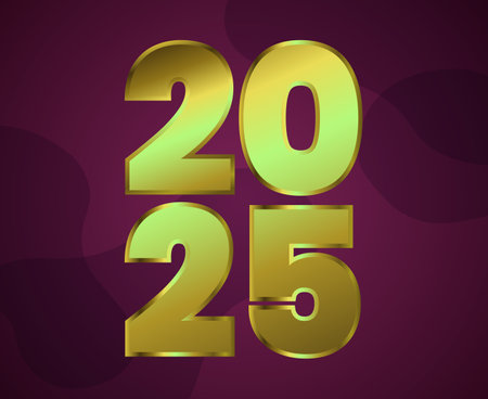 Happy New Year 2025 Holiday Abstract Gold And Purple Elegant Isolated Design Vector Illustrationのイラスト素材