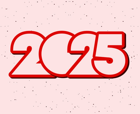 2025 Happy New Year Holiday Abstract Red Festive Isolated Elegant Design Vector Illustration