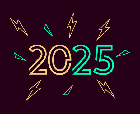 2025 Happy New Year Holiday Color Festive Celebration Design Abstract Vector Illustrationのイラスト素材