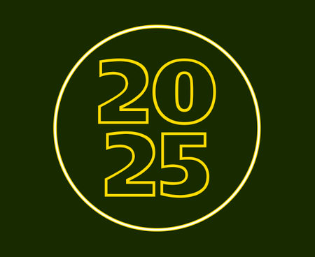 2025 Happy New Year Holiday Green And Yellow Celebration Design Abstract Vector Illustration