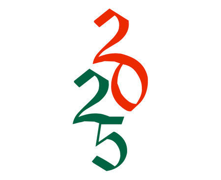 Happy New Year 2025 Orange And Green Design Elegant Abstract Vector Illustrationのイラスト素材