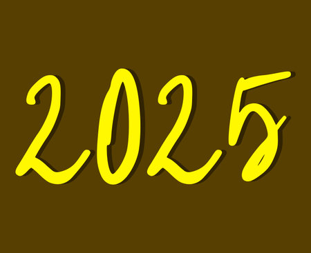 Happy New Year 2025 Brown And Yellow Design Elegant Abstract Vector Illustrationのイラスト素材