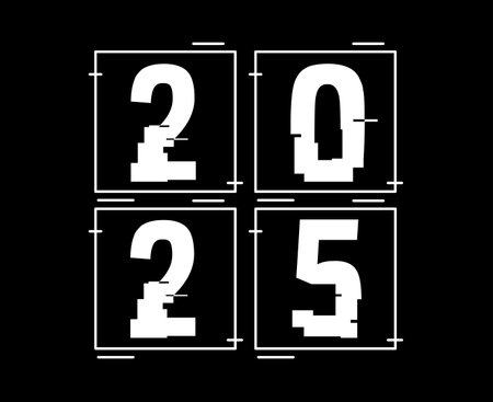 2025 Happy New Year Black And White Design Elegant Abstract Vector Illustration