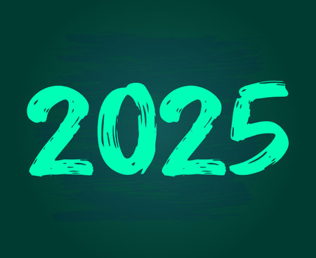 2025 Happy New Year Green Design Chalk Scribble Abstract Elegant Vector Illustrationのイラスト素材