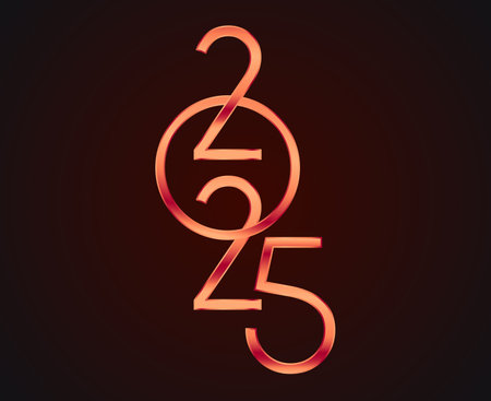 Happy New Year 2025 Abstract Realistic Number Design Vector Symbol Illustrationのイラスト素材