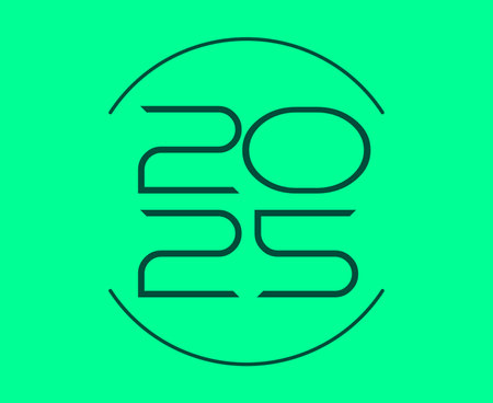Happy New Year 2025 Design Green Number Vector Abstract Symbol Illustrationのイラスト素材