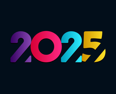 Happy New Year 2025 Design Multicolor Number Vector Abstract Symbol Illustrationのイラスト素材
