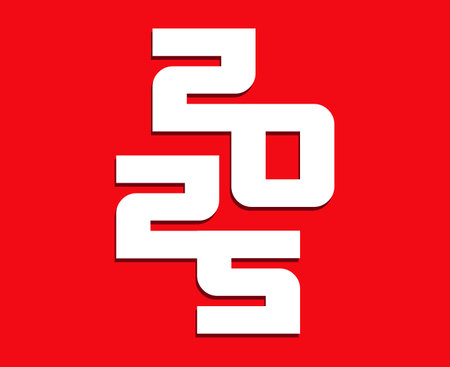 2025 Happy New Year Design Red And White Number Vector Abstract Symbol Illustration