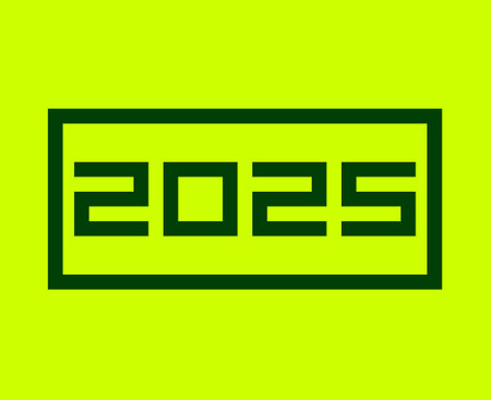 2025 Happy New Year Design Green And Yellow Vector Abstract Symbol Illustration