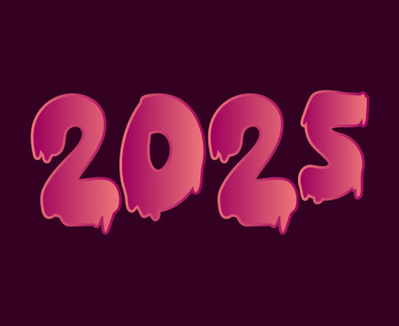 2025 Happy New Year Holiday Design Purple Paint Drawing Elegant Abstract Vector Illustrationのイラスト素材