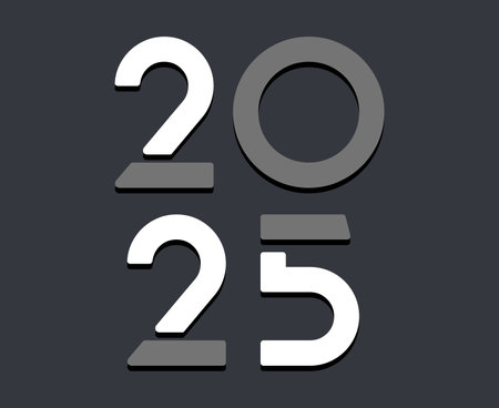 Happy New Year 2025 Holiday Design Gray And White Elegant Abstract Vector Illustrationのイラスト素材