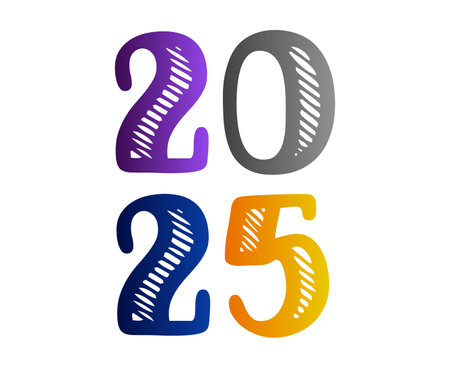2025 Happy New Year Holiday Design Colorful Elegant Abstract Vector Illustrationのイラスト素材