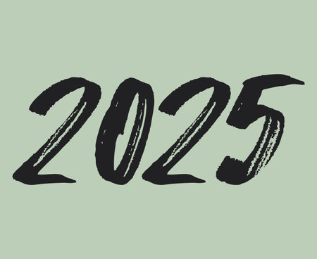 2025 Happy New Year Holiday Design Gray Chalk Scribble Drawing Elegant Abstract Vector Illustrationのイラスト素材