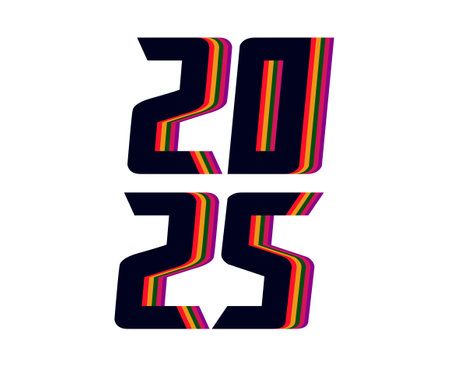 2025 Happy New Year Design Typography Colorful 3D Realistic Creative Abstract Vector Illustration