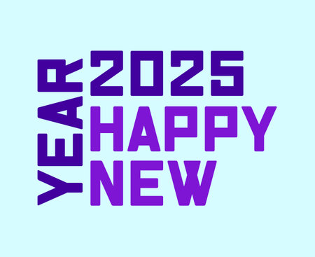 Happy New Year 2025 Design Typography Blue And Purple Creative Abstract Vector Illustrationのイラスト素材