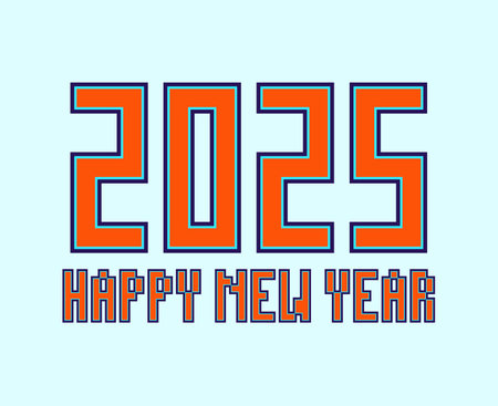 2025 Happy New Year Design Element Orange And Blue Creative Abstract Vector Illustrationのイラスト素材
