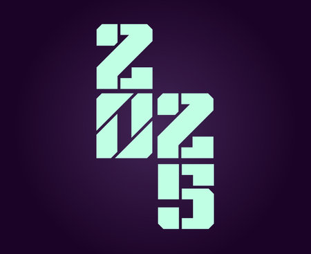 Happy New Year 2025 Design Element Cyan And Purple Creative Abstract Vector Illustration
