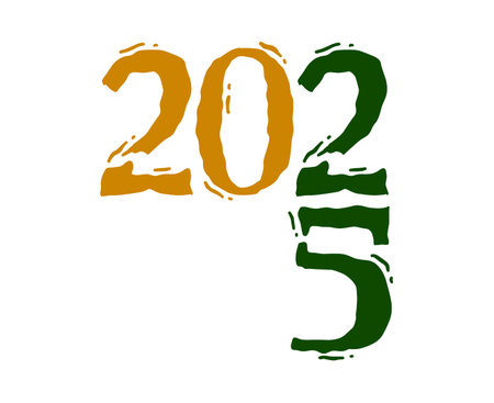 Happy New Year 2025 Design Element Scribble Green And Yellow Creative Abstract Vector Illustration