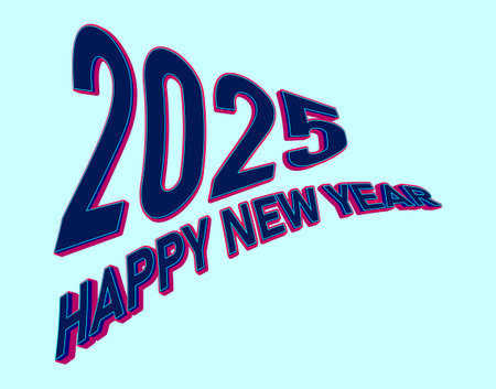 Happy New Year 2025 3D Realistic Blue And Purple Text Effect Design Abstract Vector Illustration