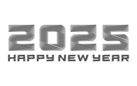 Happy New Year 2025 Scribble Gray Design Elegant Abstract Vector Illustration
