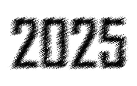 2025 Happy New Year Scribble Black Elegant Design Abstract Vector Illustrationのイラスト素材