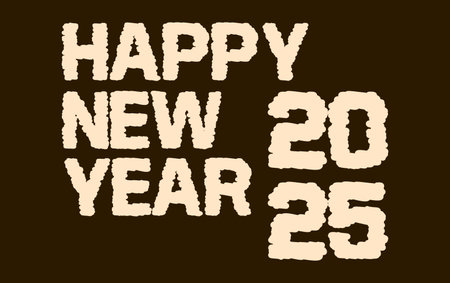 Happy New Year 2025 Brown Scribble Drawing Abstract Design Elegant Vector Illustrationのイラスト素材