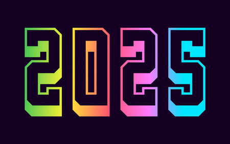 2025 Happy New Year Colorful Design 3D Elegant Abstract Vector Illustrationのイラスト素材