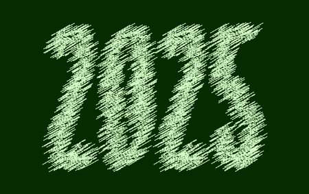 2025 Happy New Year Chalk Scribble Green Elegant Design Abstract Vector Illustrationのイラスト素材