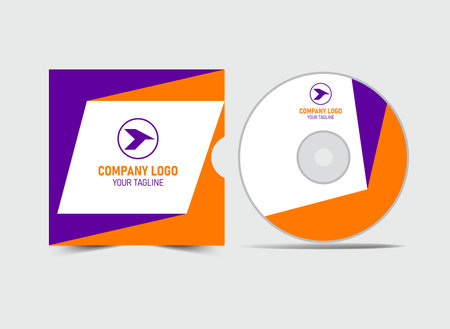 CD Cover Case Template Orange And Purple Design Creative Modern Album Cover Mockup Vector Illustrationのイラスト素材