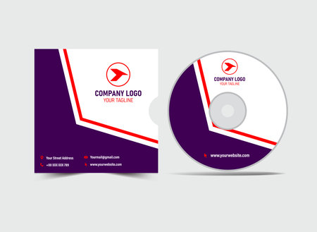 CD Cover Case Template Purple And Red Design Creative Modern Album Cover Mockup Vector Illustrationのイラスト素材