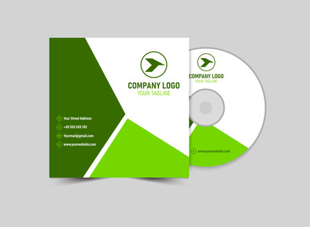 CD Cover Case Design Template Green Creative Modern Album Cover Mockup Vector Illustration