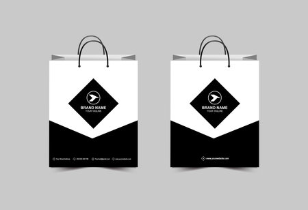 Shopping Bag Paper Bag Template Black Design Packaging Modern Business Creative Layout Vector Illustrationのイラスト素材