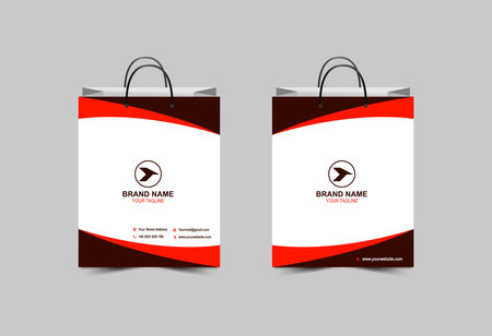 Shopping Bag Paper Bag Template Orange And Brown Design Packaging Modern Business Creative Layout Vector Illustrationのイラスト素材
