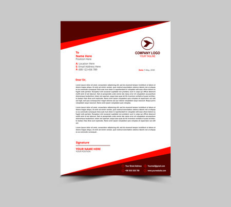 Letterhead template design Red Corporate modern Creative modern Business letter head design template for your project Layout Vector Illustrationのイラスト素材