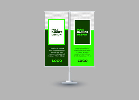 Pole Street Banner Template Green Design Advertisement Promotion Modern Vector Illustrationのイラスト素材