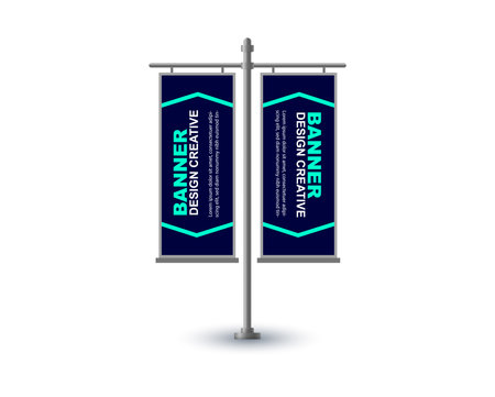 Pole Street Banner Template Design Blue And Cyan Advertisement Promotion Announcement Modern Vector Illustrationのイラスト素材