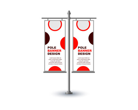 Pole Street Banner Template Design Orange Advertisement Promotion Announcement Modern Vector Illustrationのイラスト素材
